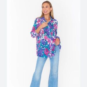 Show Me Your Mumu Magenta Blooms Women's Button Down Blouse NWT